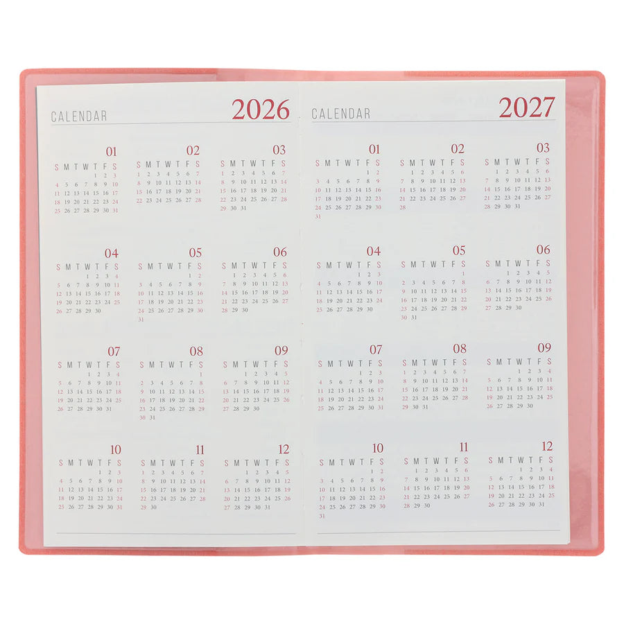 2026 Diary - 18-Month Planner and Notebook - Coral - Imitation Leather