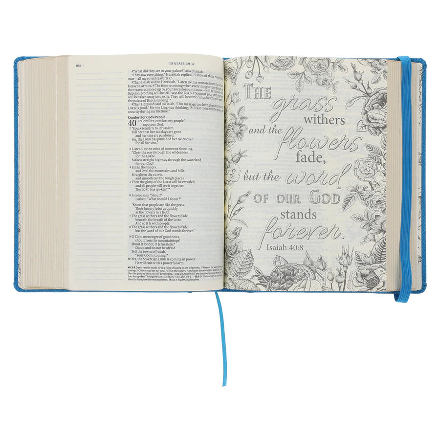 NLT Blue Faux Leather Hardcover Inspire Bible
