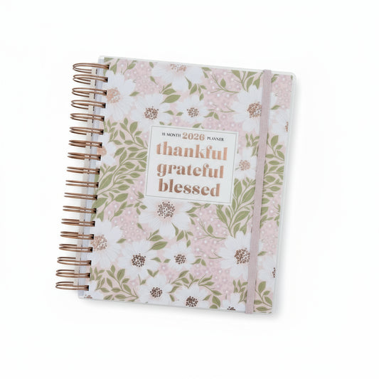2026 Diary - 18-Month Planner for Women - Thankful Grateful Blessed - Wirebound