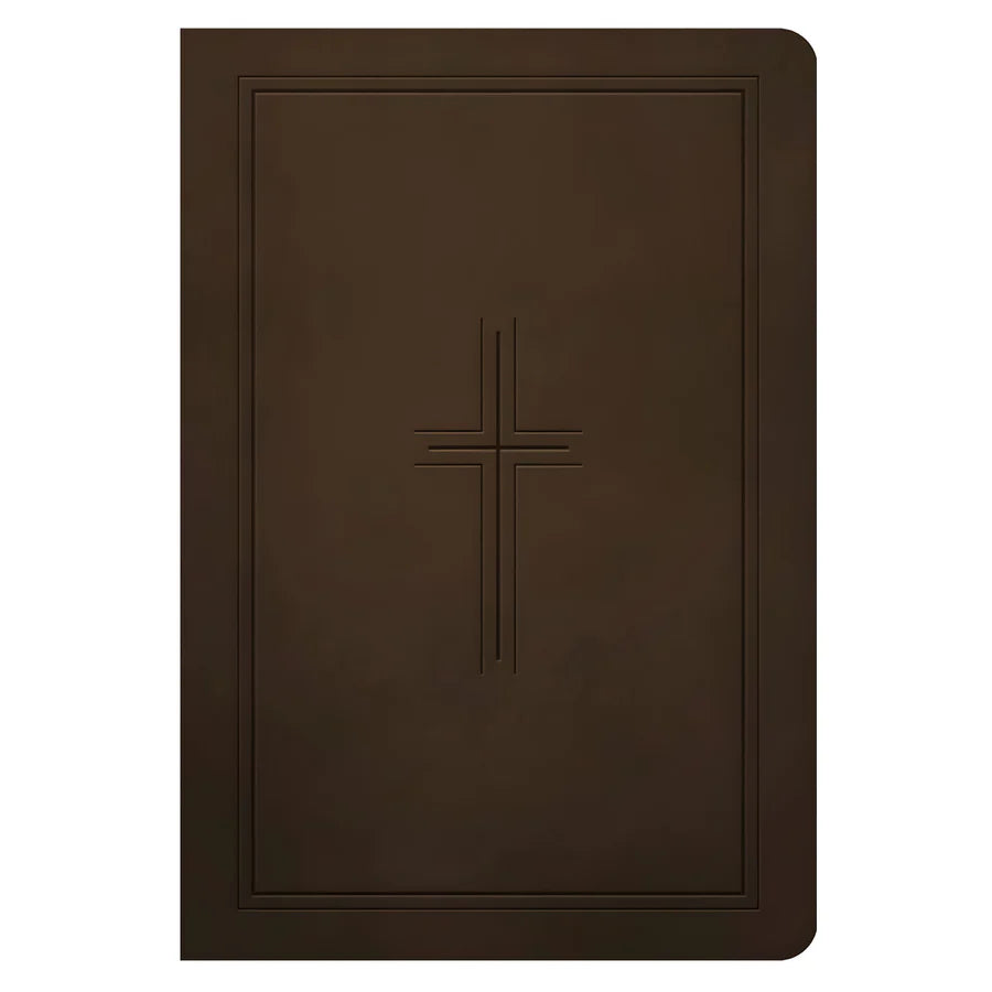 NLT Dark Brown Framed Cross Imitation Leather Premium Value Filament Compact Bible