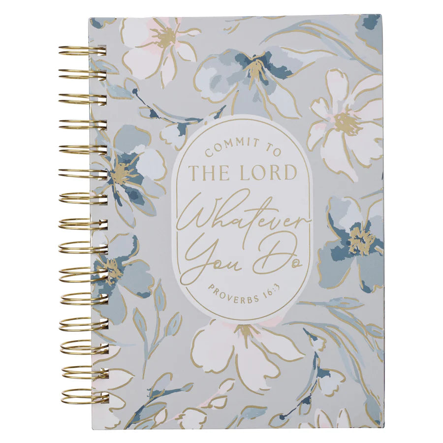 Commit to the Lord Whatever You Do Floral Large Hardcover Wirebound Journal
