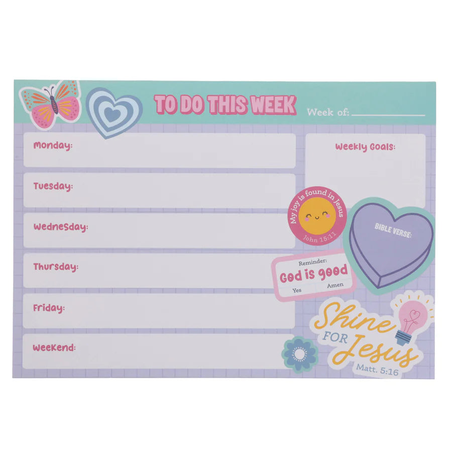 A4 Weekly Desk Planner For Girls - Shine for Jesus