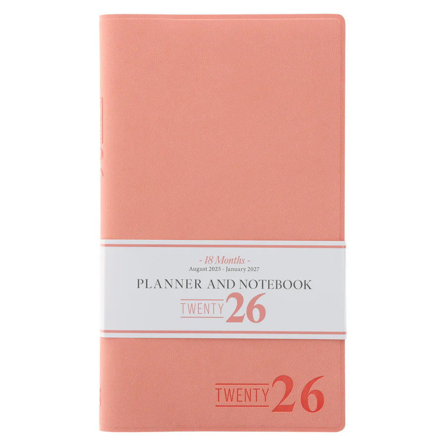 2026 Diary - 18-Month Planner and Notebook - Coral - Imitation Leather