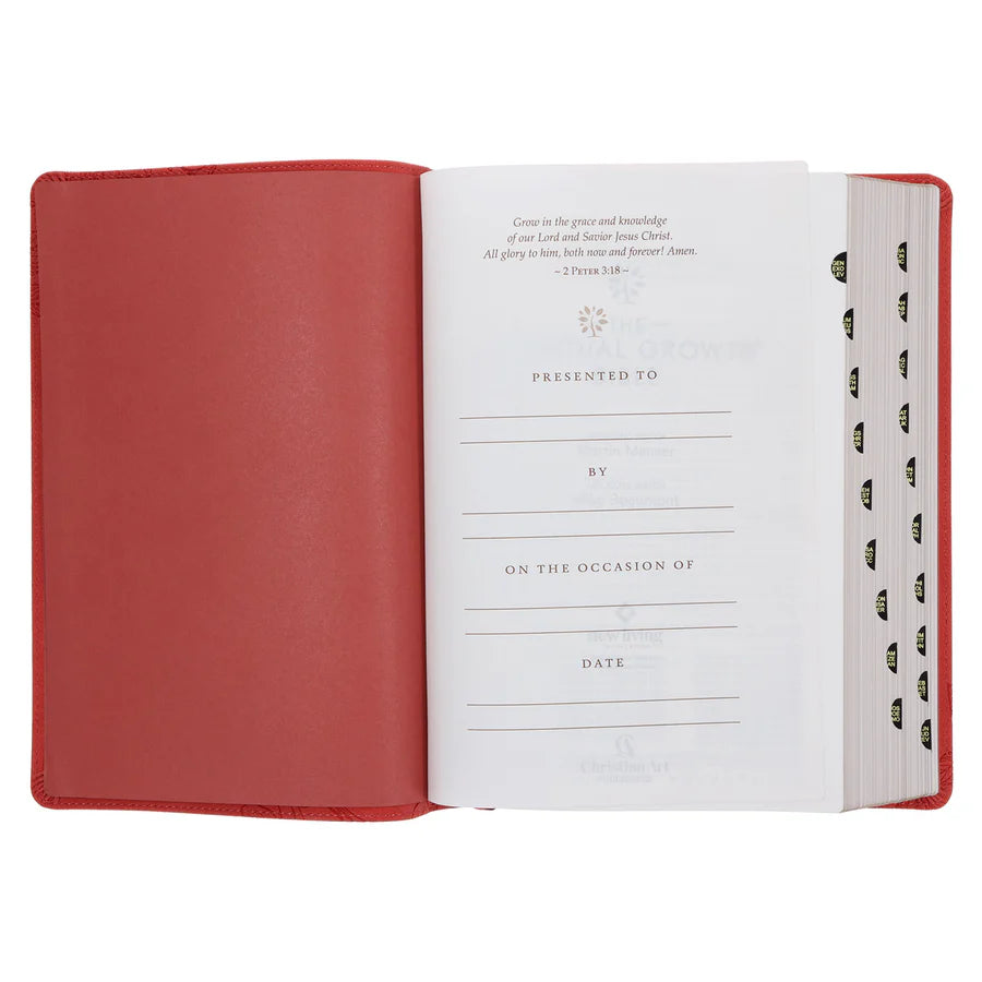NLT Coral Faux Leather Spiritual Growth Bible