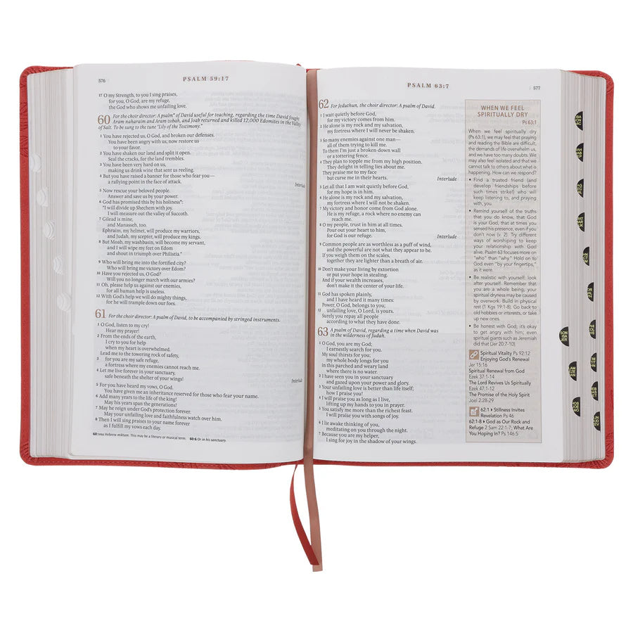 NLT Coral Faux Leather Spiritual Growth Bible