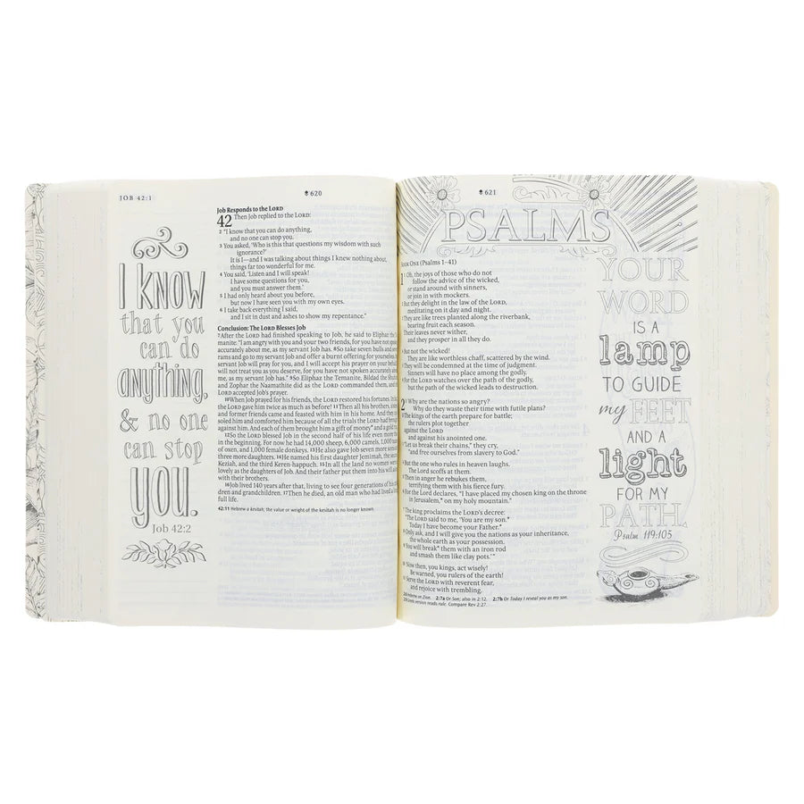 NLT Cream Floral Paperback Inspire Filament-Enabled Bible