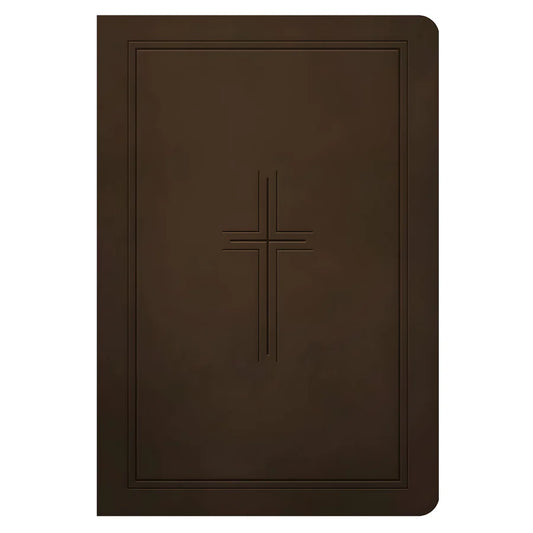 NLT Dark Brown Framed Cross Imitation Leather Premium Value Filament Compact Bible
