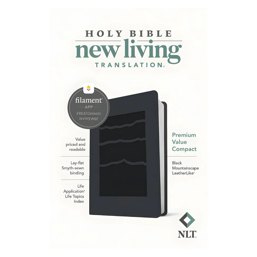 NLT Black Mountainscape Imitation Leather Premium Value Filament Compact Bible