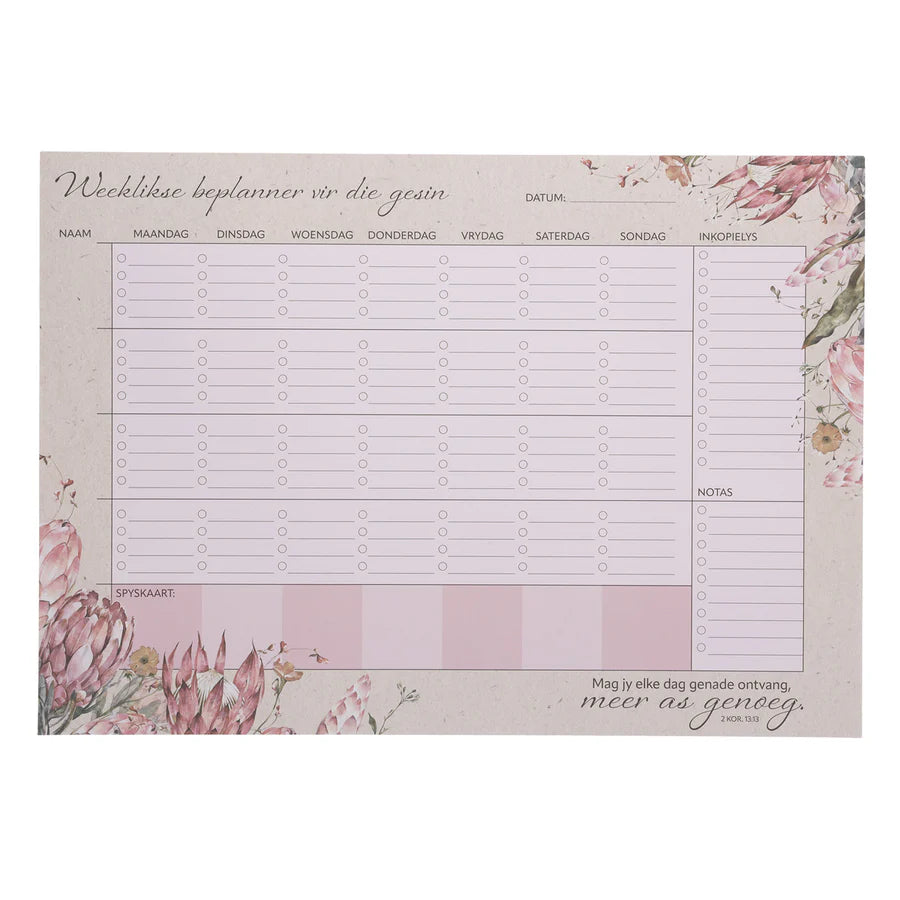A3 Weekly Desk Planner - Mag Jy Elke Dag Genade Ontvang, Meer As Genoeg Afrikaans
