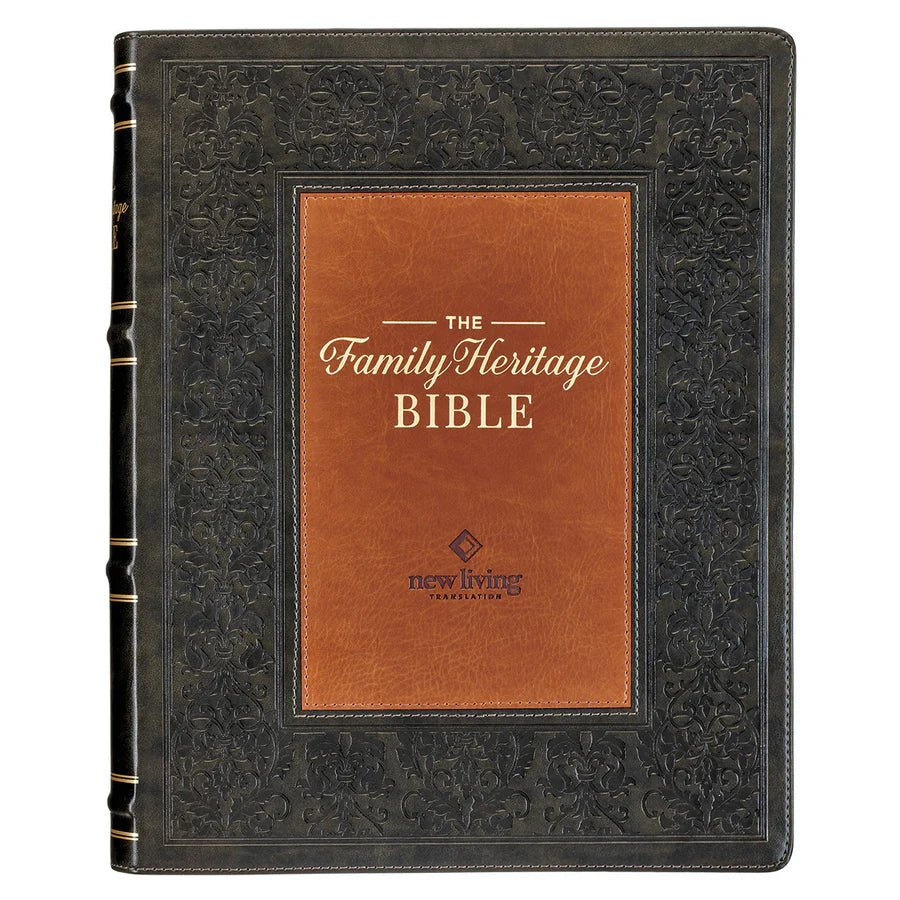NLT Dark Olive And Brown Faux Leather Flexcover The Family Heritage Bible