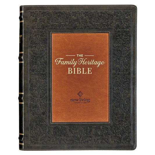 NLT Dark Olive And Brown Faux Leather Flexcover The Family Heritage Bible