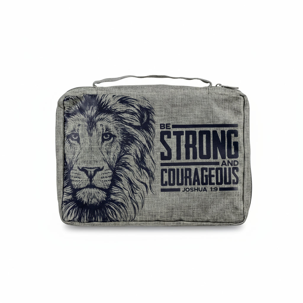 Strong & Courageous Joshua 1:9 Gray (Poly-Canvas Bible Bag)
