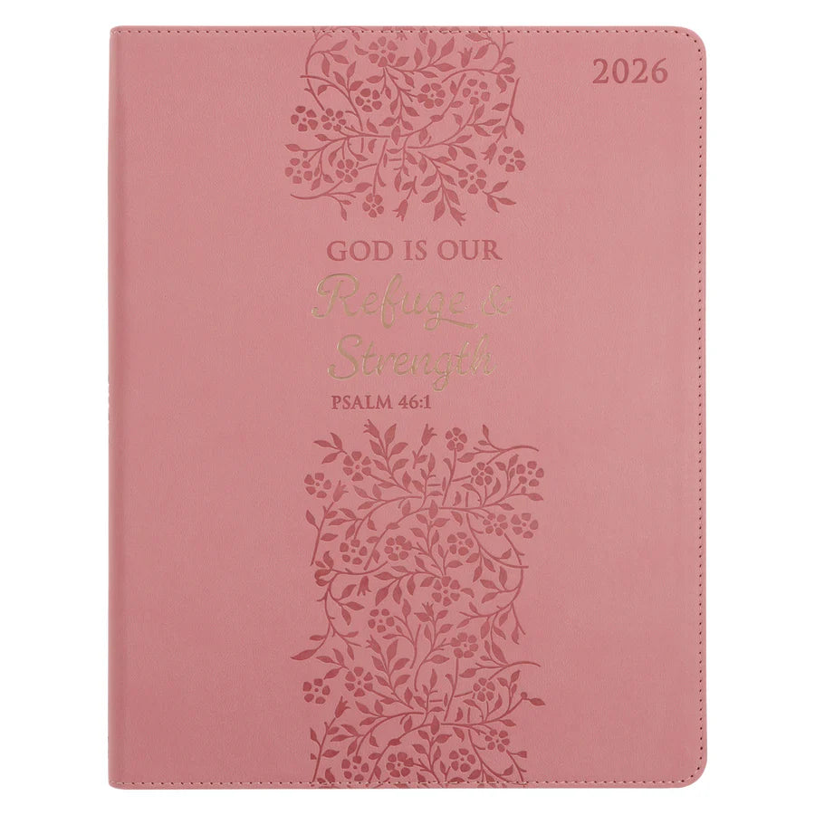 2026 A4 Executive Diary - Daily Planner - God Is Our Refuge and Strength - Faux Leather