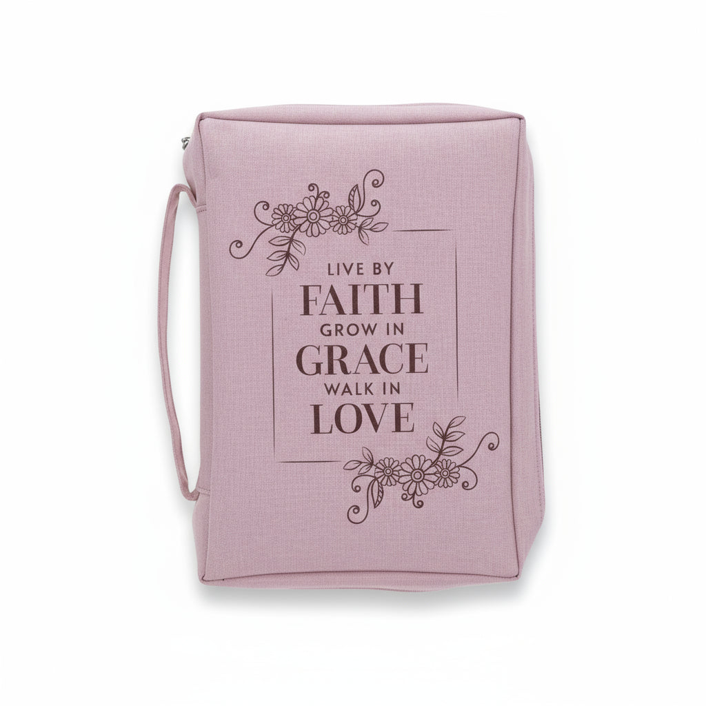 Live by Faith Grow in Grace Walk in Love Polyester Bible Bag