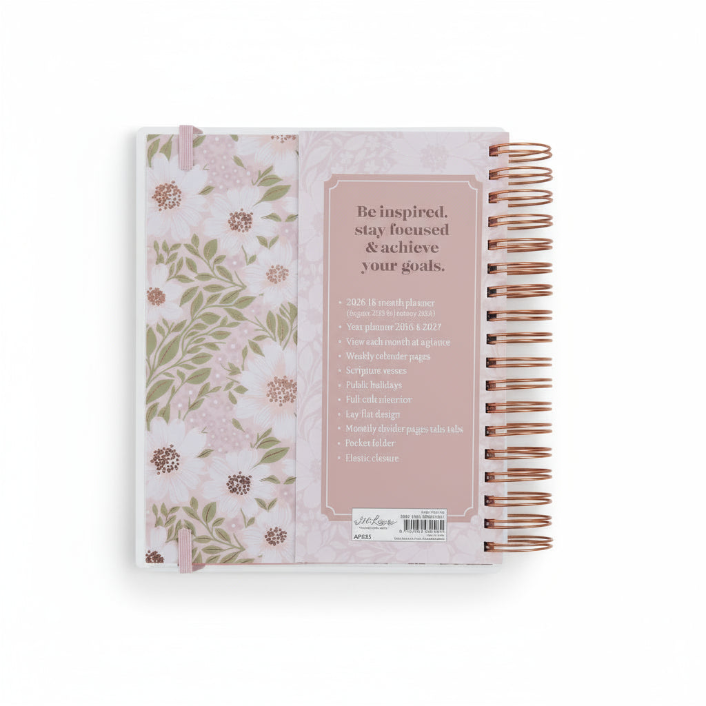 2026 Diary - 18-Month Planner for Women - Thankful Grateful Blessed - Wirebound