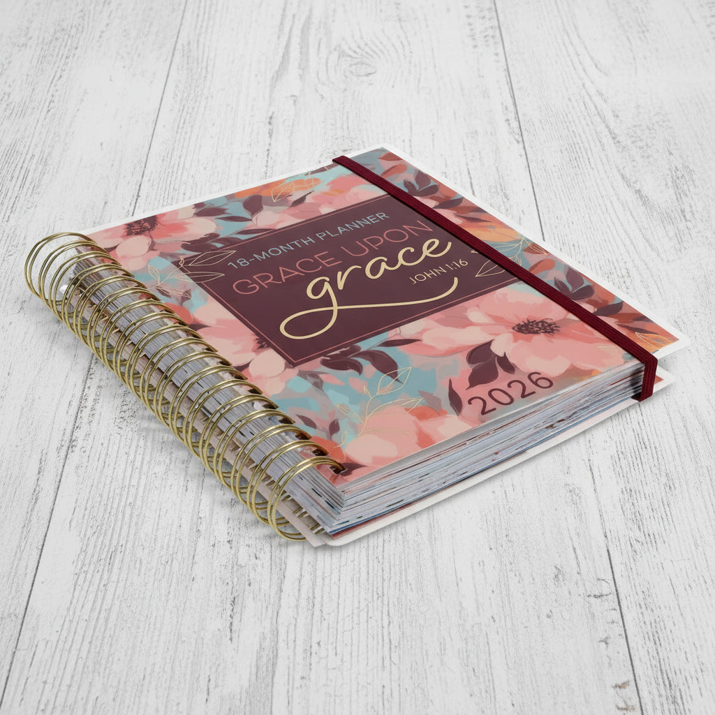 2026 Diary - 18-Month Planner for Women - Grace upon Grace - Wirebound