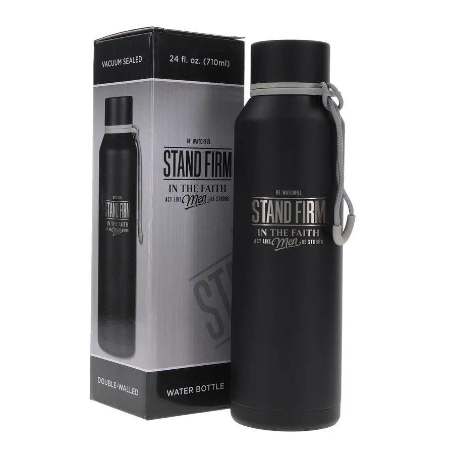 Stand Firm Black Stainless Steel Water Bottle