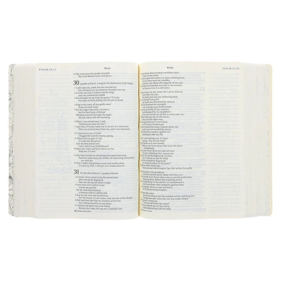 NLT Cream Floral Paperback Inspire Filament-Enabled Bible